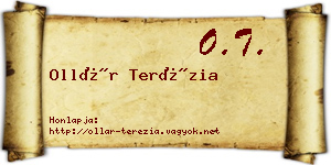 Ollár Terézia névjegykártya